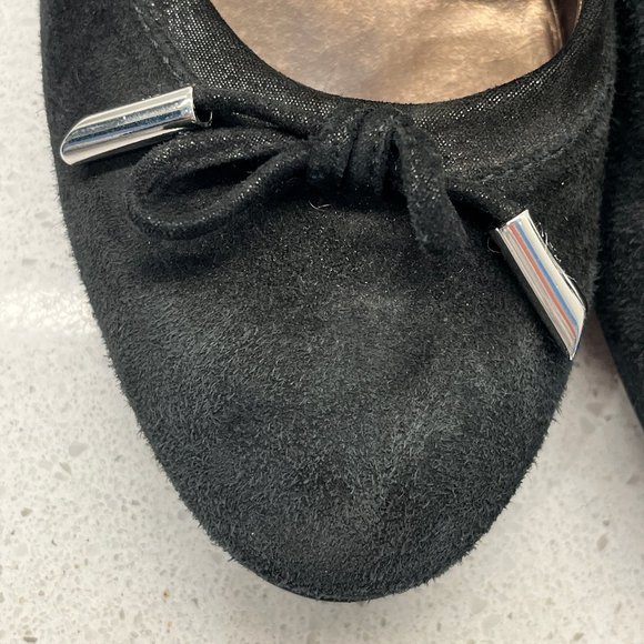 AGL Pump Black Leather Suede Shoes Round Toe Bow Accent Block Heels Sz 36 1/2 - Picture 13 of 14